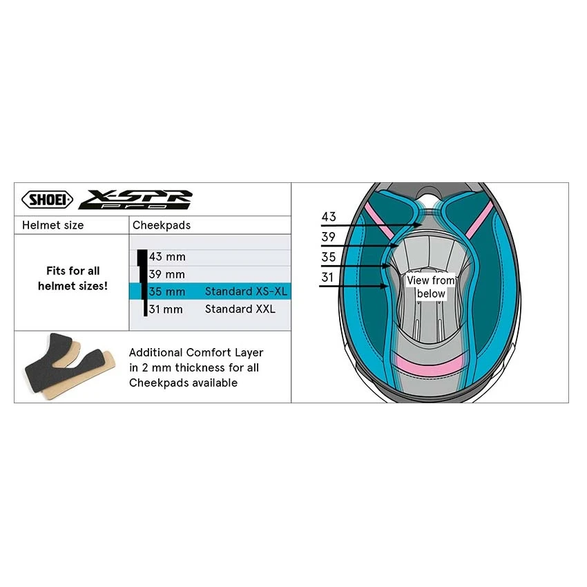 Shoei X-SPR Pro Cheek Pads 4 Shoei X-SPR Pro Cheek Pads - Image 2